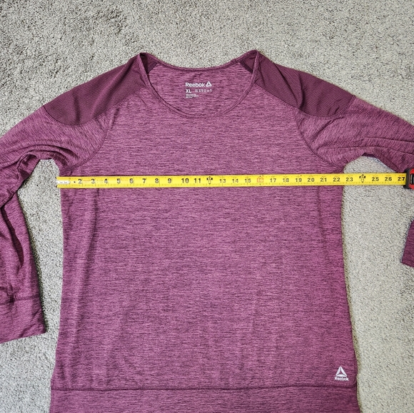 Reebok Womens Purple Work Out Gym Long Sleeve Net Shoulder Design Shirt XL - Picture 9 of 10